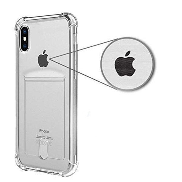 iPhone X/XS - Skyddande Skal med Kortfack Transparent/Genomskinlig