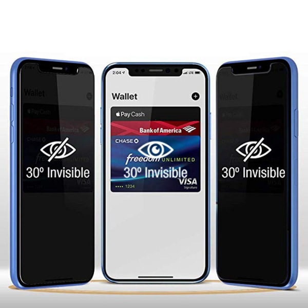 iPhone XR 3-PACK Anti-Spy Skärmskydd 9H Screen-Fit Svart