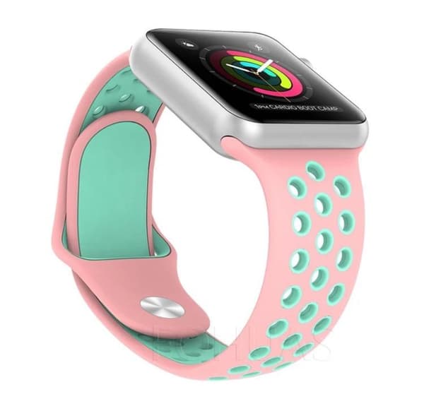 Apple Watch 4 - 44mm - HUTECHs Stilrena Silikonarmband Mint/Blå Medium
