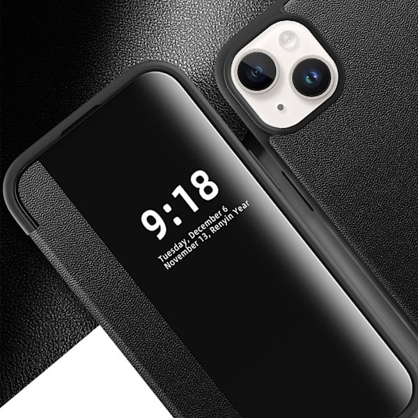 iPhone 13 mini - Skyddsfodral med Fönster och Fack Svart