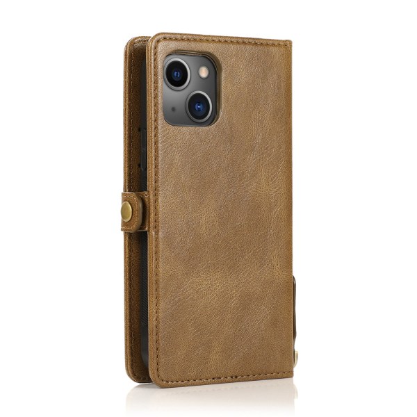 iPhone 15 - Luksus lommebokveske i skinn med silikonskall og ku Brown