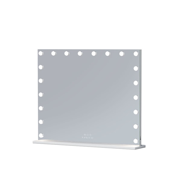 FENCHILIN 100 x 80 cm Stor Sminkspegel med Belysning 20 LED-lampor USB Bordsmodell Väggmonterad Spegel Vit 100*80 CM
