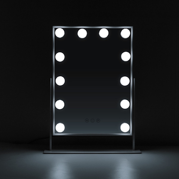 FENCHILIN Hollywood speil med lys 360° dreibar bordplate hvitt speil 30 x 41cm hvit 30 x 41cm