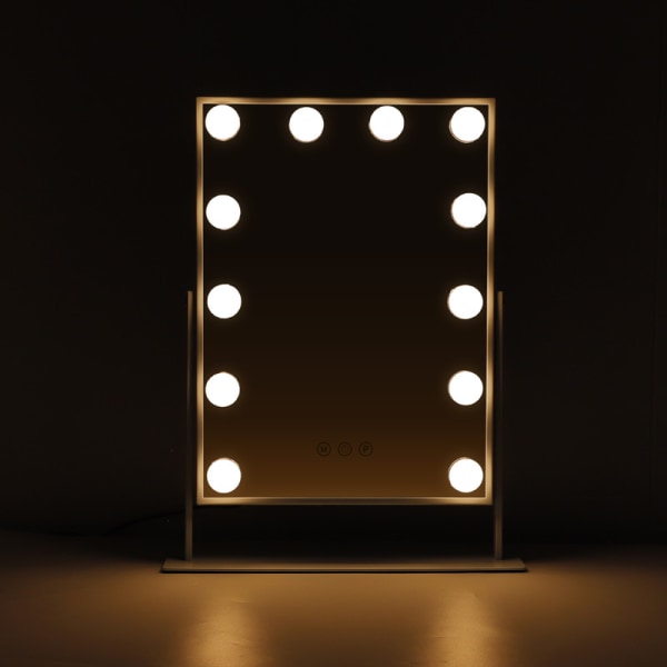 FENCHILIN Hollywood turhamaisuus peili valoilla 360° kääntyvä pöytälevy valkoinen 30 x 41 cm peili valkoinen 30 x 41cm