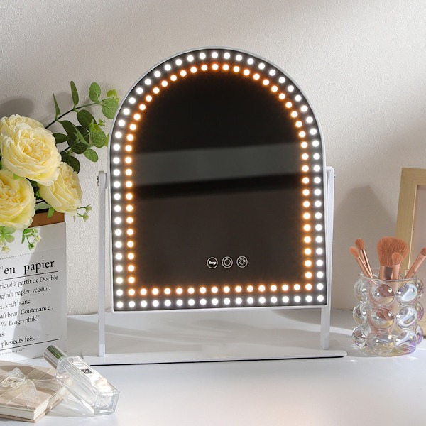 FENCHILIN Hollywood Sminkspegel med Belysning 360° Vridbar Justerbar Bordspegel 25 x 30 cm Vit vit 25*30 cm