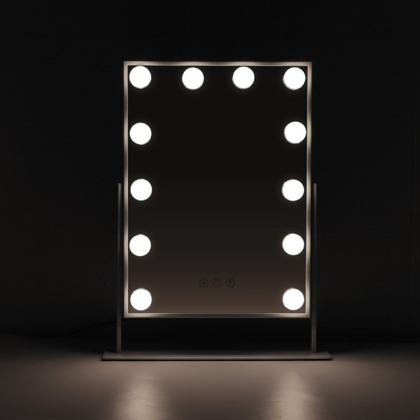 FENCHILIN Hollywood-sminkespejl med lys 360° drejelig bordplade hvid 30 x 41 cm spejl hvid 30 x 41cm