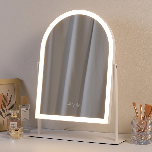 FENCHILIN Hollywood Sminkspegel med Belysning 360° Vridbar Justerbar Belysningsspegel Bordsmodell 30 x 41cm Vit 30*41 cm
