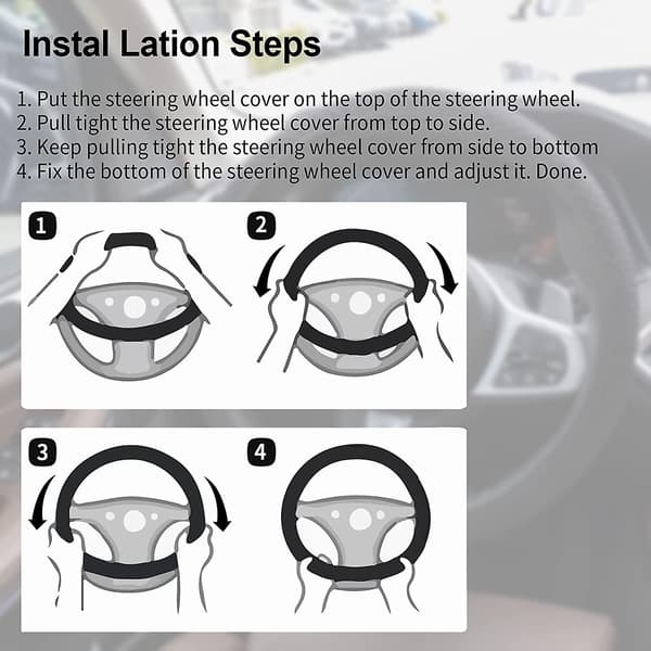 Auton venyvä elastinen ohjauspyörän suojus, autotarvikkeet - musta