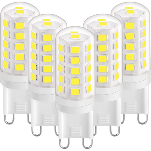 Del af 5, g9 LED-pære 3w Kold Hvid 6000k, 420lm, 28w 40w Halogenpære, ac 220-240v [Energiklasse E]