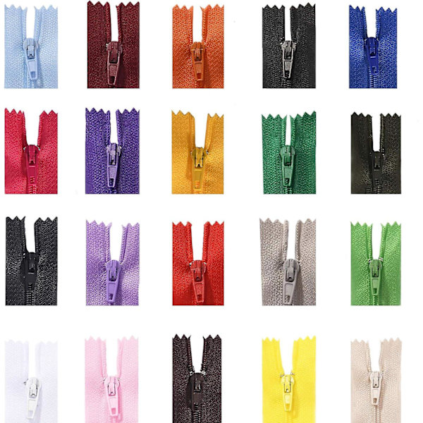 60 stk. nylon spiral lynlåse, 7 tommer farverige sy lynlåse forsyninger til skrædder sy håndværk (20 assorterede farver)