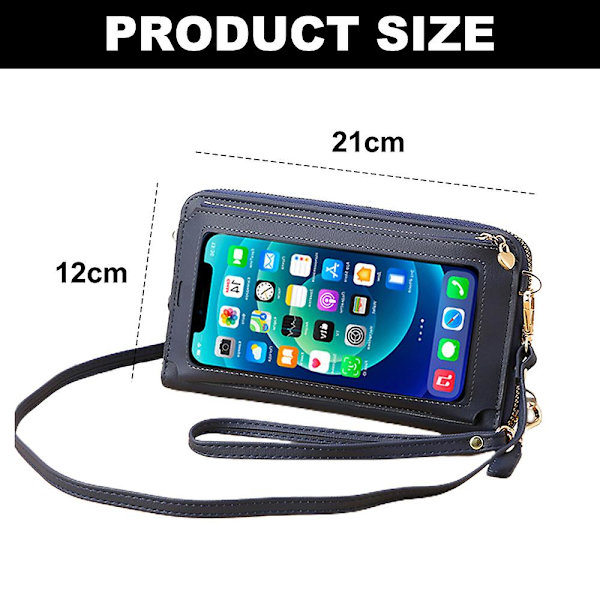 Pu Long Plånbok Enkel Touch-screen Handled Mobiltelefon Väska Myntväska Bärbar Mobiltelefon Väska blue