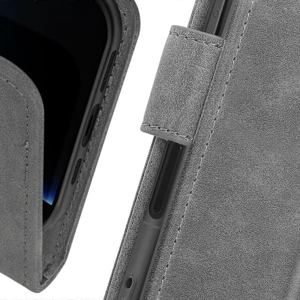 Etui til iPhone 16 Pro Clapet Lommebok og Videoholder, Grå