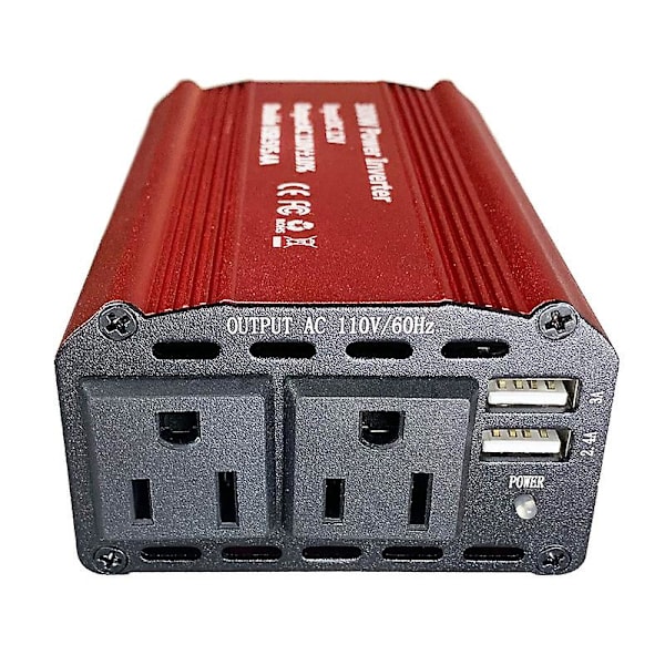 300w Bil Power Inverter Dc 12v Til 110v Ac Power Invertere Til Køretøjer Konverter Usb-c Pd65w/18w Usb Hurtig Opladning Porte Biloplader Adapter (rød)