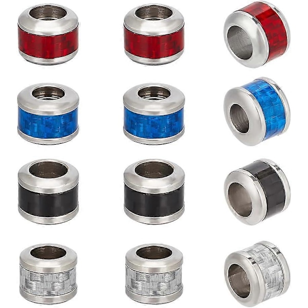 12 stk. 4 Farver Rustfrit Stål Søjleperler med Vævemønster 6 mm Store Hul Perler Metal Spacer Perler til DIY Armbånd Halskæde Smykkefremstilling