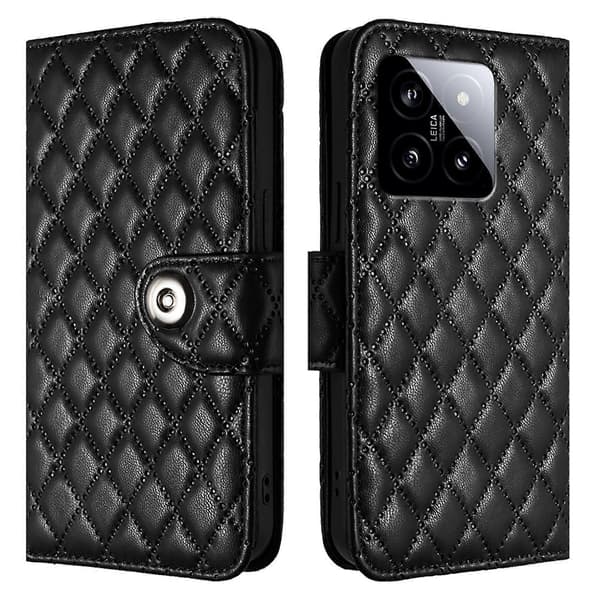 Rombiskt Läderfodral För Xiaomi 14 Black