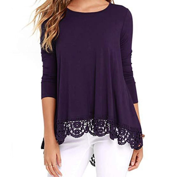 Höst Casual Kläder För Kvinnor Enfärgad Bubbla Ärm Topp För Höst Vår Casual Kläder 2XL Purple