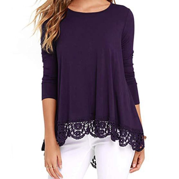 Høst Casual Klær For Kvinner Ensfarget Bobleermet Topp For Høst Vår Casual Bruk 2XL Purple