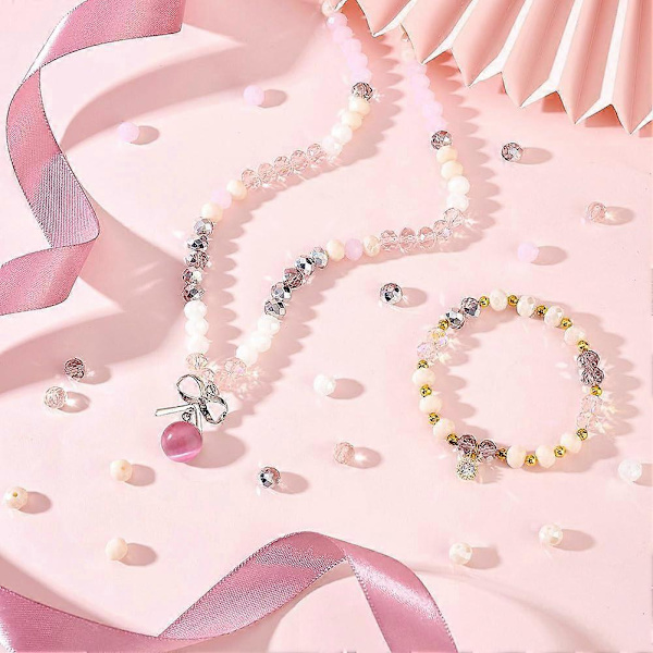 350 stk. Facetterede Glasperler 7 Farver Rondelle Glasperler Pink Serie Krystalglasperler 8x6mm Glashåndværksperler til Smykkefremstilling DIY Håndværk Bryllup