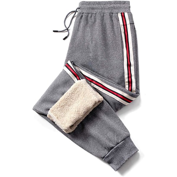 Herre Fleece Joggingbukser Casual Termobukser Vinter Varme Joggers Bukser Jogging Træningsdragt Bukser grå M