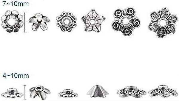 Tibetanska Spacer Pärlor Toppar Antik Silver Mix Stil i En Ask
