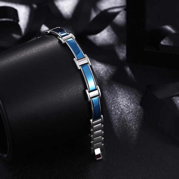 Blått armband i titanstål som skyddar mot strålning för kvinnor, resor och affärer