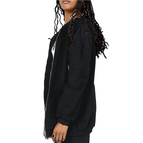Dame Zip Up Hettegensere, Hette Oversized Genser Casual Jakke Black S