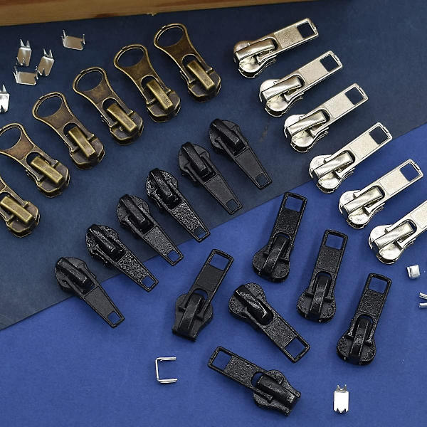 24 st #5 #7 dragkedjor ersättare dragkedja dragkedja reparationssats innehåller topp- och bottenproppar för kläder väskor plånböcker bagage metall plast nylon C