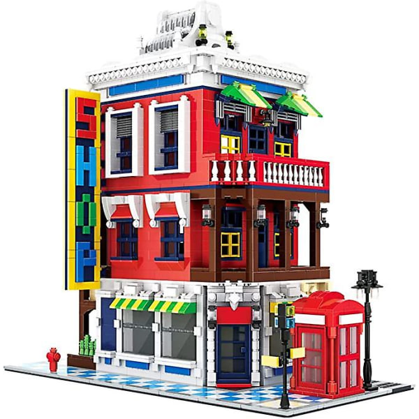 Hörnbutik byggklossar , stadshus set set modulära hus byggklossar byggsats och montering leksak gåva för barn ålder 8+ /vuxen