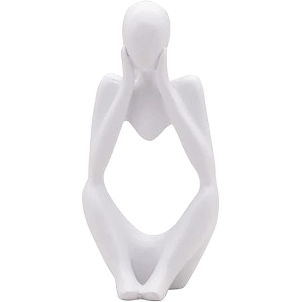 Tänkaren staty,harts Tänkaren Abstrakt skulptur staty Moderna karaktär figurer Vit