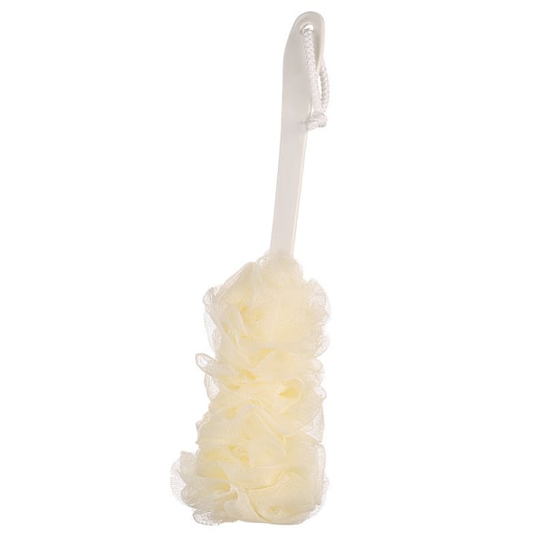 Verkkopuff kylpysieni luffa harjaus vartaloharja pitkä kahva luffa selänpesin pitkä kahva selkä kylpy verkko sieni beige