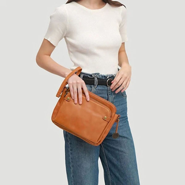 Crossbody PU-läder axelväska för kvinnor, casual elegant, flera lager Red