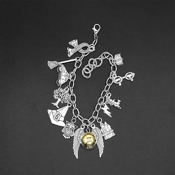 Harry Potter-armband i legering med gyllene kvick i kombination med berlockarmband