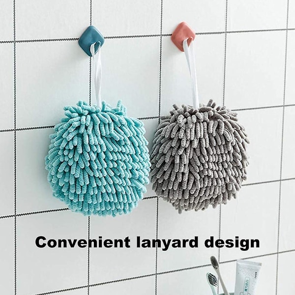 3-pack handdukar för badrum, handduksdekoration, chenille hängande handduksboll, mikrofiber fluffig absorberande mjuk liten badhandduk Blue
