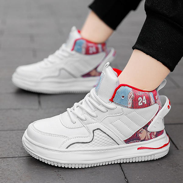 Barn Sneakers Hög-Top Sneakers Löparskor Platta Skor För Pojkar Fr887 White EU 32