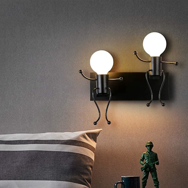 Tegneserie Design Børneværelse Væglampe, kreative Væglamper E27 Jern Indendørs Lampe Moderne Væglamper, korridor, soveværelse, køkken, bar, cafe, restaurant