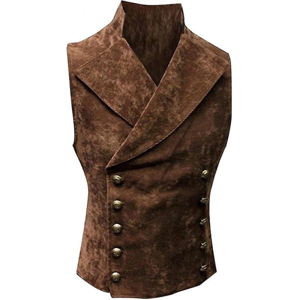 Herre Victorian Suit Vest, Steampunk Gotisk Vest Navy 2XL