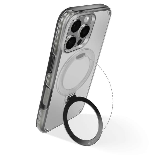 MagSafe-deksel for iPhone 16 Pro Støtsikkert med sammenleggbart stativ, svart