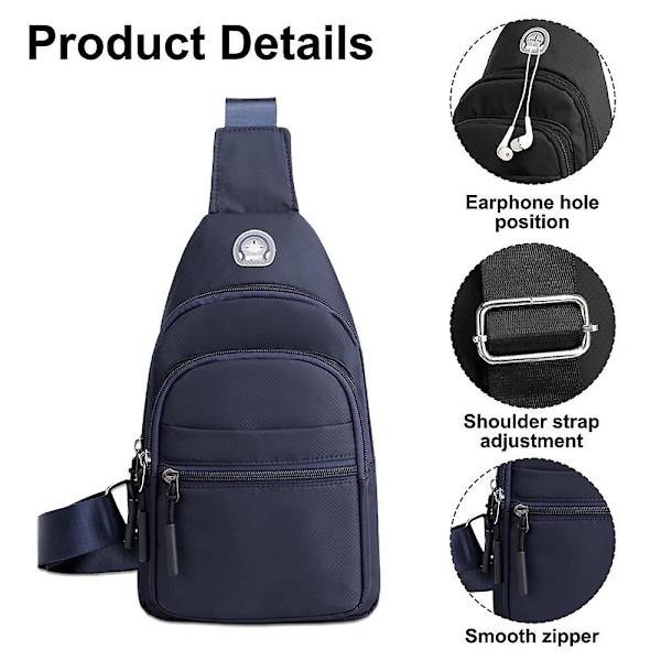 Resväska Liten Ryggsäck Diagonal Bröstväska Kvinna Stor Kapacitet-stänksäker Polyester Bröstväska blue