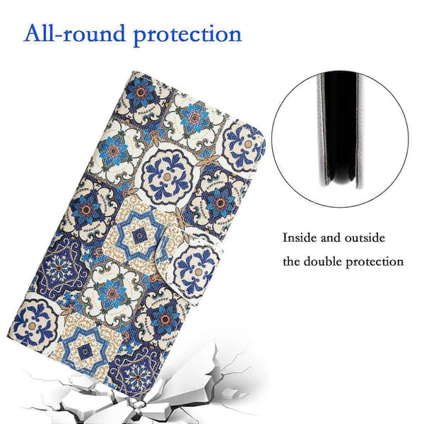 För Samsung Galaxy A14 5G/4G Cross Texture Anti-drop PU-läderfodral Mönstertryck Stativ Plånbok Blue Butterfly