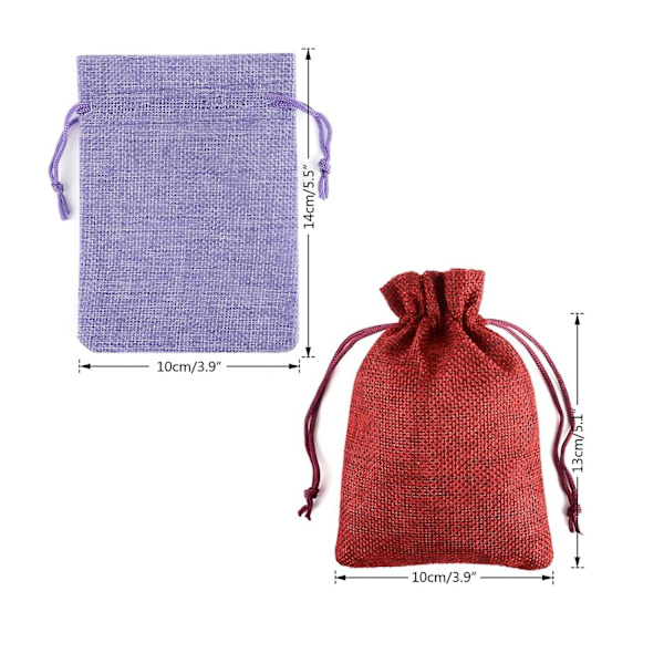 (l Slumpmässig färg) 50 st 15x20 cm Jutepåsar med dragsko Små Jutepåsar Adventskalender Smycken Bröllopsfest Jul Presentpåsar