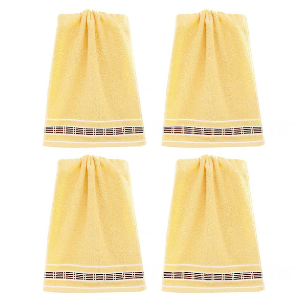 4-delt Håndklesett - Badesett, Mykt, Maskinvaskbart, Svært Absorberende, Ren Bomull, 33*73cm yellow