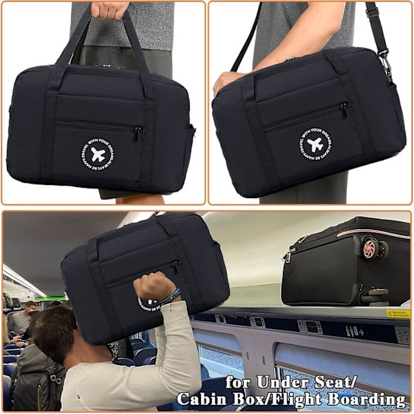 Kabinväska 40x20x25 cm för Ryanair Godkänd storlek Fällbar Handbagage Resväska Resväska Under sätet Resväska Handväska Kabinbagage Nyl A-(grey-2)40x20x25cm