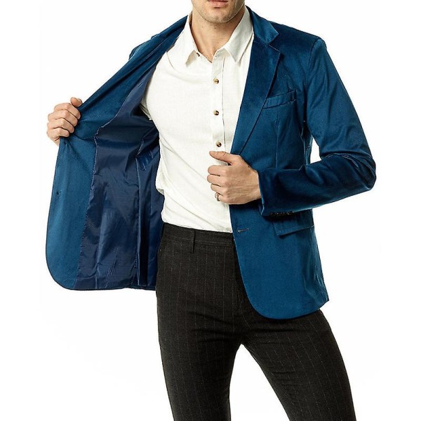 Miesten Slim Fit Kevyt Takki, Kaksi Napin Liikepuku Blazer Blue S