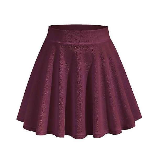Kvinnors stretchiga utsvängda casual miniskaterkjol Red M