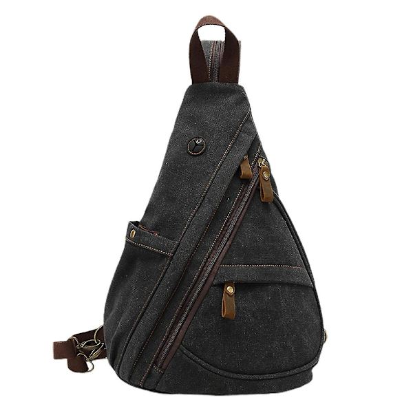 Canvas Axelväska - Liten Messenger Bag Axel Fritidsryggsäck Män Och Kvinnor black