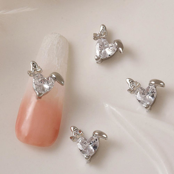 10 st 3D kanin nagelcharms strass diamanter glitter roterbar nagelkonst kanin metall charms design för nagelkonst dekoration diy hantverk tillbehör style2