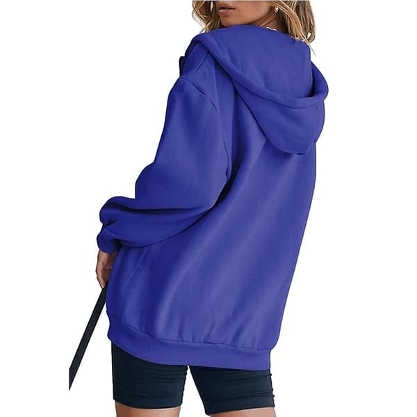 Dame Zip Up Hettegensere, Hette Oversized Genser Casual Jakke Blue 2XL