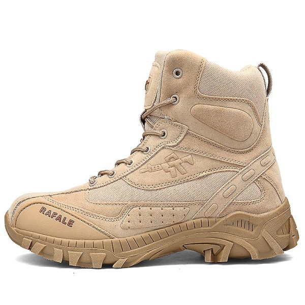 Herre High Top Taktiske Militærstøvler Udendørs Åndbare Mesh Sneakers 0L523 Brown EU 48
