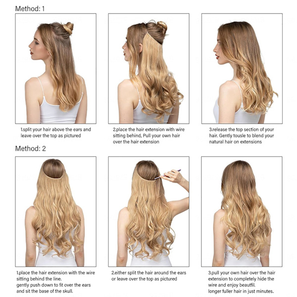 1 stk. Lang Krøllete Bølgete, Hår Parykk Extensions Justerbar Lang Bølgete Hårforlengelse Syntetisk Parykk Oppgradering i Hårdeler Usynlig Tråd Svarte Hår Extensions 1B 18inch