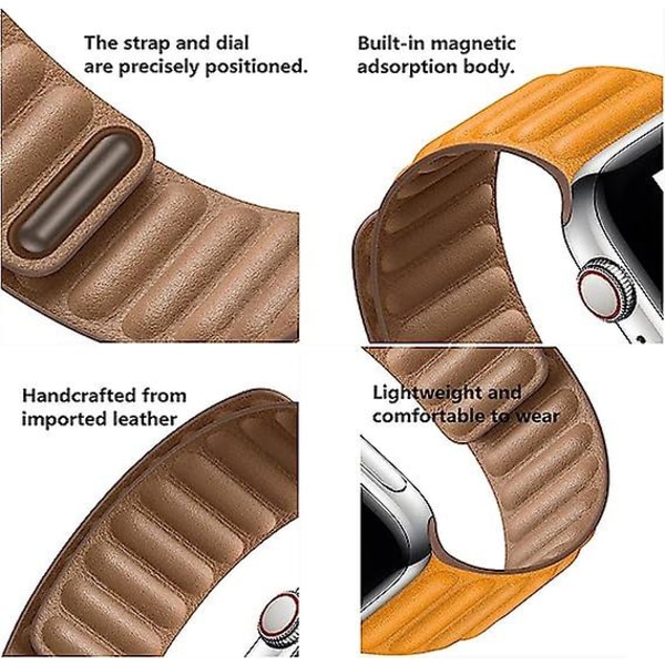 Kompatibel med Apple Watch8 läderrem 42/44/45/49 mm, watch med magnetlås, ersättning för Iwatch Se Series 8/7/6/5/4/3/2/1 Str
